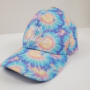 Vintage San Diego California Tie Dye Starburst Hippie Hat Cap OSFA Smith Novelty